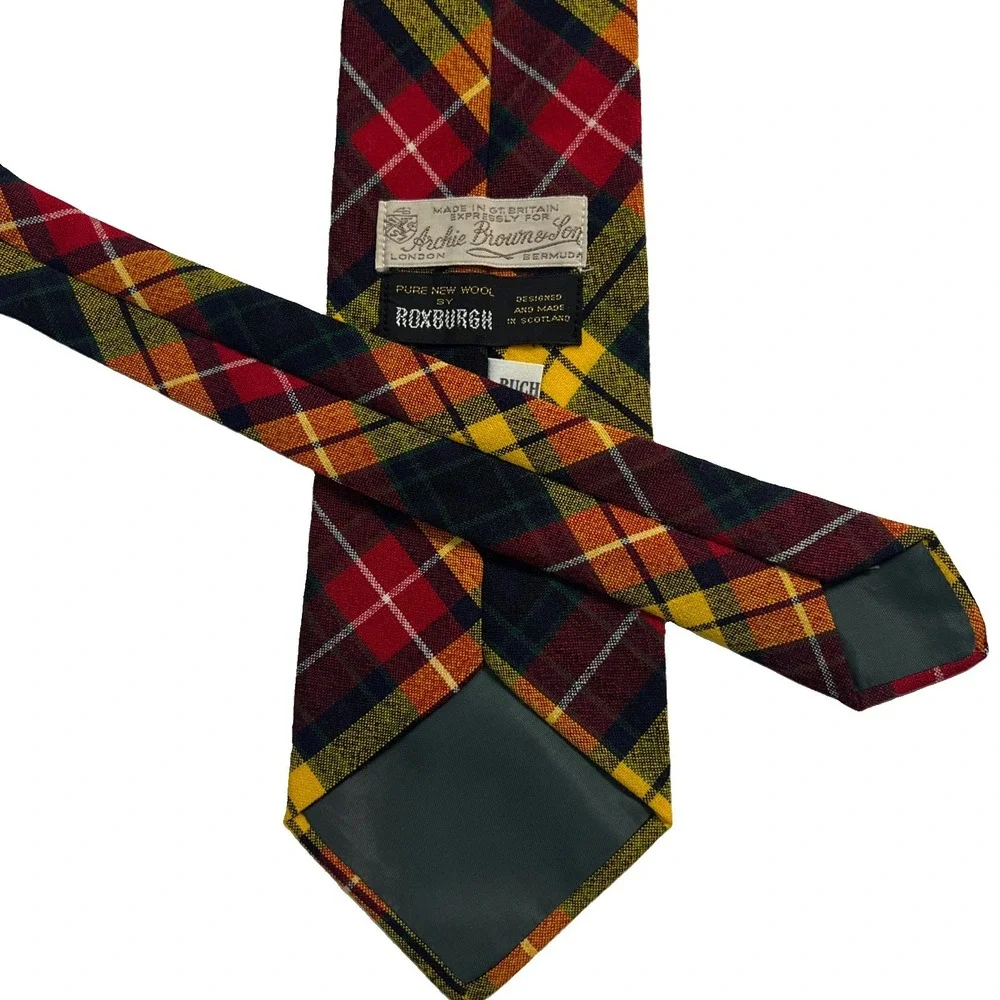 Vintage Archie Brown & Son Roxburgh Dress Tartan Wool Necktie Tie 55